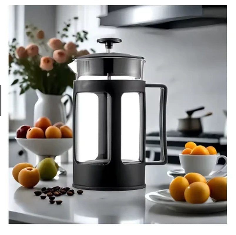 Household French Press Coffee & Tea Maker – Glass Pressure Pot with Filter Cup, Manual Brew Coffee & Tea Appliance
