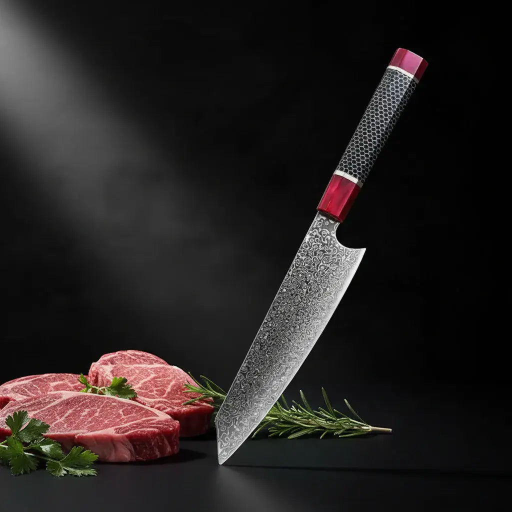 Japanese Damascus Cleaver Knife 8 Inch