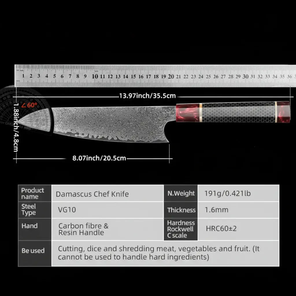 Japanese Damascus Cleaver Knife 8 Inch